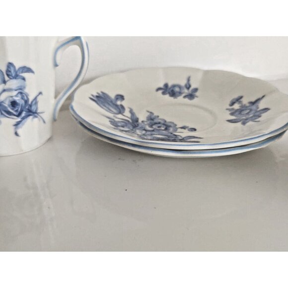 Vintage Rosina England Tea Cup & Saucer Sets (2) Blue Roses - Picture 14 of 14